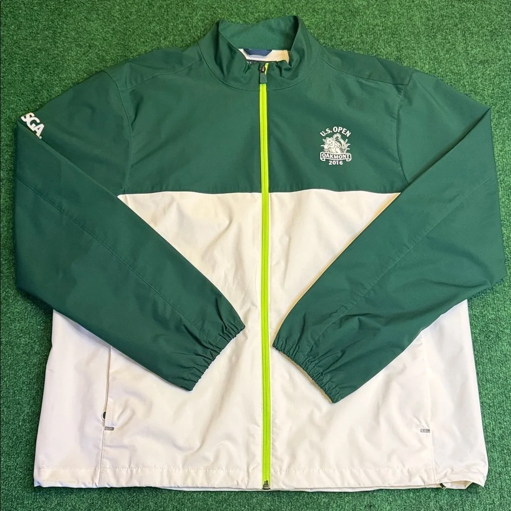 Polo Golf Ralph Lauren Full Zip Weatherproof Jacket (Green & White / Size Large) - Picture 1 of 7
